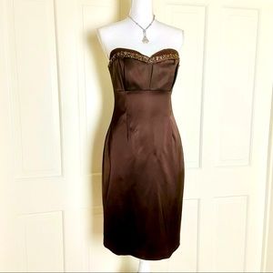 David Meister brown strapless dress  8